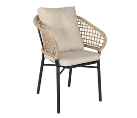 Πολυθρόνα Κήπου ANHUR Με Μαξιλάρια Μαύρο/Καφέ Αλουμίνιο/Rattan 60x58x84cm