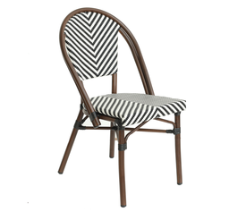 Πολυθρόνα Κήπου AKIRA Λευκό/Μαύρο/Καφέ Μπαμπού/Rattan 48x56x86cm