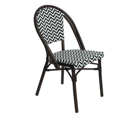 Πολυθρόνα Κήπου RYOTA Λευκό/Μαύρο/Καφέ Μπαμπού/Rattan 48x56x86cm