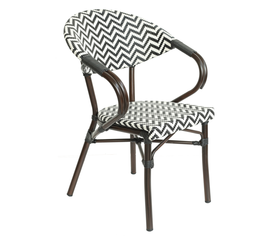 Πολυθρόνα Κήπου HARUTO Λευκό/Μαύρο/Καφέ Μπαμπού/Rattan 57x57x82cm