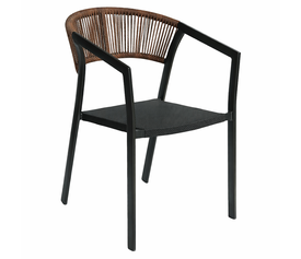 Πολυθρόνα Κήπου FIJI Μαύρο/Φυσικό Αλουμίνιο/Rattan 56x60x78cm