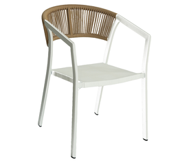 Πολυθρόνα Κήπου FIJI Λευκό/Φυσικό Αλουμίνιο/Rattan 56x60x78cm