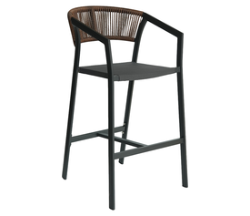 Σκαμπό Bar SANTORINI Μαύρο/Φυσικό Αλουμίνιο/Rattan 55x56x99cm