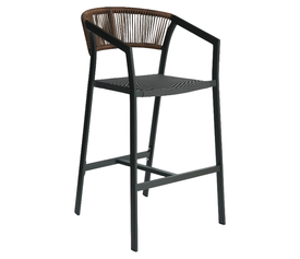 Σκαμπό Bar SANTORINI Ανθρακί/Φυσικό Αλουμίνιο/Rattan 55x56x99cm