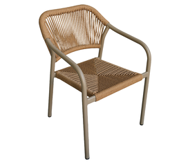 Πολυθρόνα Κήπου MOOREA Μπεζ/Φυσικό Αλουμίνιο/Rattan 58x56x79cm