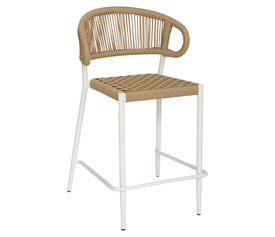 Σκαμπό Bar CEBU Λευκό/Φυσικό Αλουμίνιο/Rattan 60x60x99cm