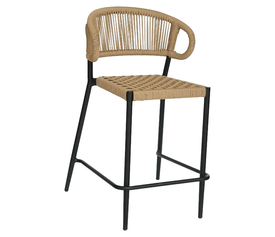 Σκαμπό Bar CEBU Μαύρο/Φυσικό Αλουμίνιο/Rattan 60x60x99cm