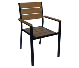 Πολυθρόνα Κήπου TOBAGO Μαύρο/Καρυδί Αλουμίνιο/Ξύλο 55x55x86cm