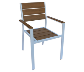 Πολυθρόνα Κήπου TOBAGO Λευκό/Καρυδί Αλουμίνιο/Ξύλο 55x55x86cm