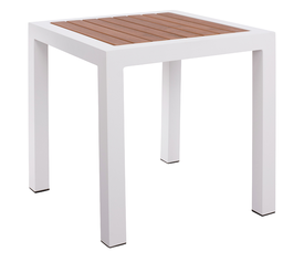 Τραπέζι Κήπου LOMBOK Λευκό/Καρυδί Αλουμίνιο/Polywood 45x45x45.5cm