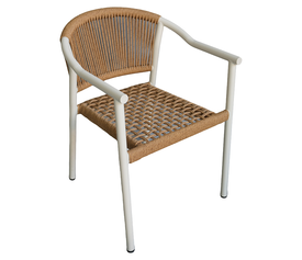 Πολυθρόνα Κήπου KINOSSA Λευκό/Φυσικό RATTAN Αλουμίνιο/Rattan 54x59x76cm