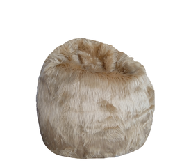 Πουφ Πολυθρόνα LENDA Αποσπώμενο Κάλυμμα Camel Συνθετική Γούνα 70x110cm