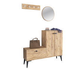 Έπιπλο Εισόδου Με Καθρέπτη ADEA Δρυς Μοριοσανίδα/Γυαλί 120x30x93cm