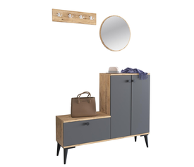 Έπιπλο Εισόδου Με Καθρέπτη ADEA Ανθρακί Μοριοσανίδα/Γυαλί 120x30x93cm