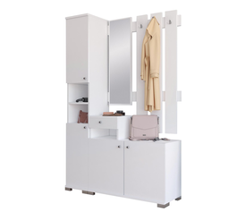 Έπιπλο Εισόδου ADJO Λευκό Μοριοσανίδα/Γυαλί 130x30x177cm