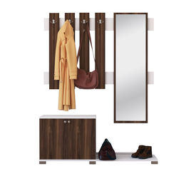 Έπιπλο Εισόδου Με Καθρέπτη BAKARI Καρυδί Μοριοσανίδα/Γυαλί 130x30x177cm