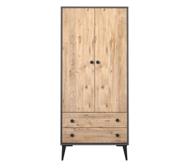 Ντουλάπα Δίφυλλη AMARI Ανθρακί/Δρυς Μοριοσανίδα 82x48x180cm