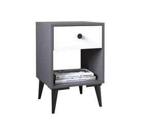 Κομοδίνο AMARI Ανθρακί/Λευκό Μοριοσανίδα 43x43x67.5cm