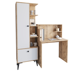 Γραφείο Με Ράφια DIALLO Δρυς/Λευκό Μοριοσανίδα 150x50x123cm