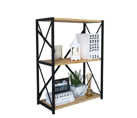 Βιβλιοθήκη JAWARA Δρυς/Μαύρο Μοριοσανίδα/Μέταλλο 70x34x78.5cm