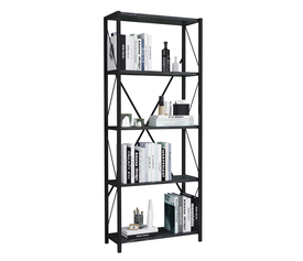 Βιβλιοθήκη KENYA Μαύρο Μοριοσανίδα/Μέταλλο 60x26x150cm