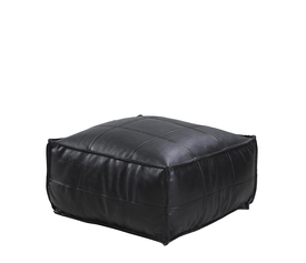 Πουφ OMARI Μαύρο Δέρμα 85x85x39cm