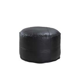 Πουφ AKILA Μαύρο Δέρμα Φ86x39cm