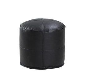 Πουφ CHISISI Μαύρο Δέρμα Φ45x35cm