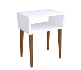 Κομοδίνο GANIRU Λευκό Μοριοσανίδα/Ξύλο 45x30x60cm