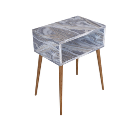 Κομοδίνο GANIRU Γκρι/Όψη Μαρμάρου Μοριοσανίδα/Ξύλο 45x30x60cm