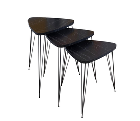 Τραπεζάκι Βοηθητικό FARAJI Μαύρο/Όψη Μαρμάρου Μοριοσανίδα/Μέταλλο 35x52cm Σετ 3Τμχ