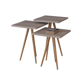 Τραπεζάκι Βοηθητικό ZURI Cordoba Μοριοσανίδα/Ξύλο 33x33x52/33x33x47/33x33x42cm Σετ 3Τμχ