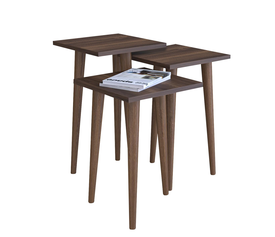 Τραπεζάκι Βοηθητικό ZURI Καρυδί Μοριοσανίδα/Ξύλο 33x33x52/33x33x47/33x33x42cm Σετ 3Τμχ