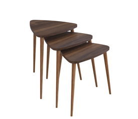 Τραπεζάκι Βοηθητικό ABIDEMI Καρυδί Μοριοσανίδα/Ξύλο 35x52/35x47/35x42cm Σετ 3Τμχ