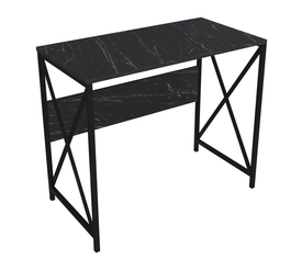 Γραφείο CASILDA Μαύρο/Όψη Μαρμάρου Μέταλλο/Μοριοσανίδα 75x90x45cm