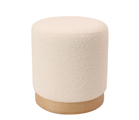 Σκαμπό KENTUCK Με Ξύλινη Βάση Μπεζ Ύφασμα Μπουκλέ 38x38x40cm