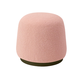 Σκαμπό NEPENTHES Με Ξύλινη Βάση Ροζ Ύφασμα Teddy 43x43x36cm