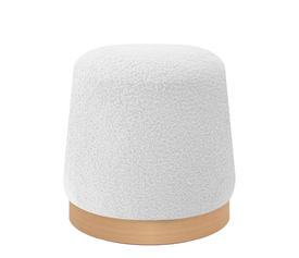 Σκαμπό PRIMULA Με Ξύλινη Βάση Λευκό Ύφασμα Teddy 38x38x41cm