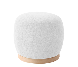 Σκαμπό ZEBRABLUE Με Ξύλινη Βάση Λευκό Ύφασμα Teddy 44.5x44.5x40cm