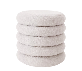 Σκαμπό CAMBRIA Με Αποθηκευτικό Χώρο Λευκό Ύφασμα Μπουκλέ 44x44x44cm