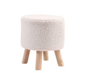 Σκαμπό CATTLEYA Με Ξύλινα Πόδια Λευκό Ύφασμα Cashmere 35x35x40cm