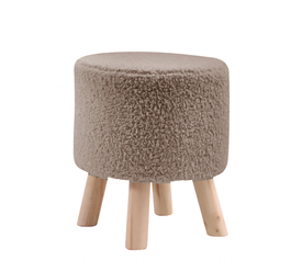 Σκαμπό CATTLEYA Με Ξύλινα Πόδια Καφέ Ύφασμα Cashmere 35x35x40cm