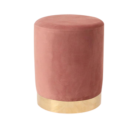Σκαμπό MILTONIA Με Μεταλλική Βάση Ροζ Βελούδο 32x32x41cm