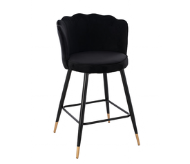 Σκαμπό Bar GESELL Με Πλάτη Μαύρο Βελούδο/Μέταλλο 50x50x90cm