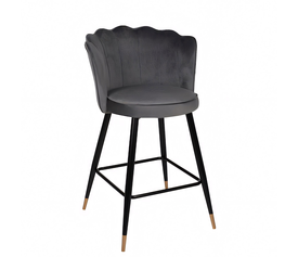 Σκαμπό Bar GESELL Με Πλάτη Γκρι Βελούδο/Μέταλλο 50x50x90cm