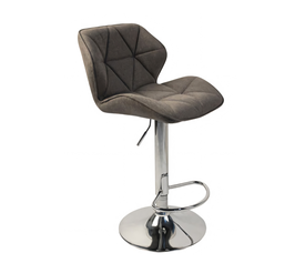 Σκαμπό Bar HERMOSO Με Πλάτη Πτυσσόμενο Γκρι Βελούδο/Μέταλλο 36x48x91-111cm