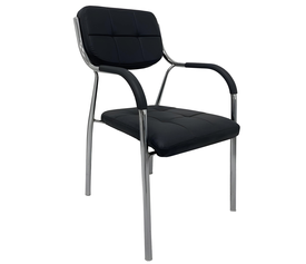 Καρέκλα Επισκέπτη GUESTEASE Μαύρο/Χρώμιο PU/Μέταλλο 48x41x87cm