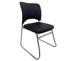 Καρέκλα Επισκέπτη COMFORTHUB Μαύρο/Χρώμιο PU/Μέταλλο 43x42x78cm