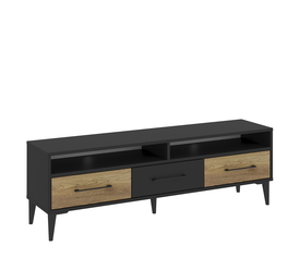 Έπιπλο Τηλεόρασης SYBILLA Φυσικό/Μαύρο Μοριοσανίδα/Μελαμίνη 150x35x53cm
