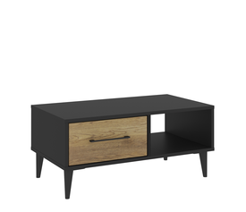 Τραπεζάκι Σαλονιού SYBILLA Φυσικό/Μαύρο Μοριοσανίδα/Μελαμίνη 150x40x84cm